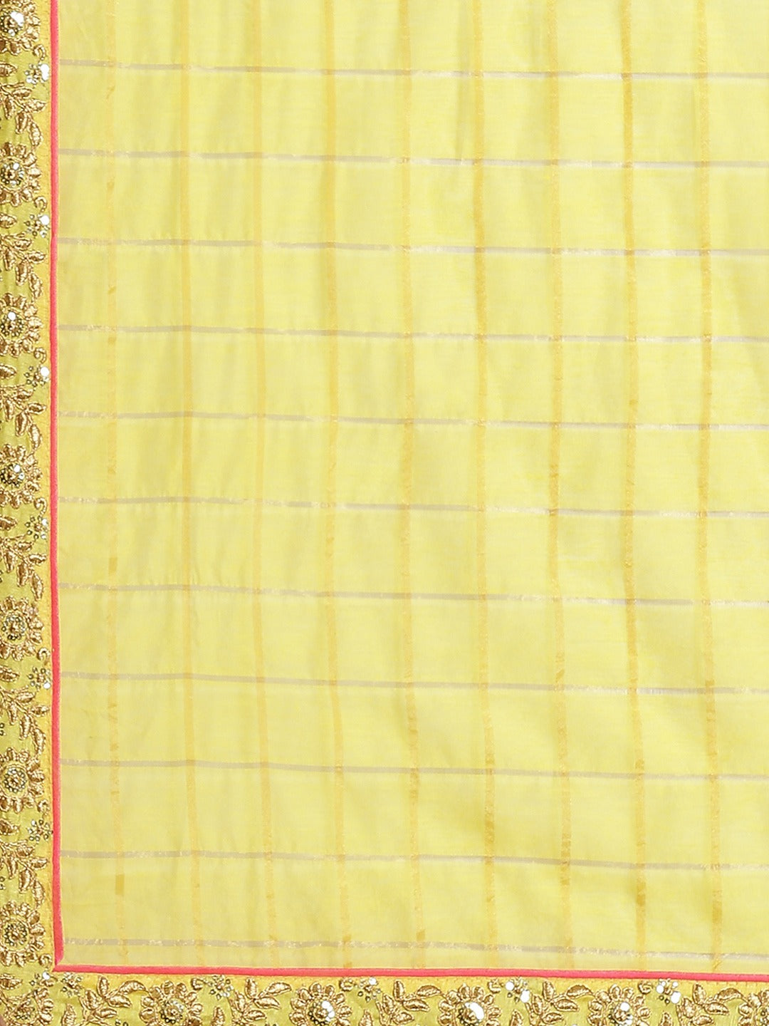 Bright Yellow Gharchola Saree With Gold Aari Border & Pink Kasab  Embroidery Blouse