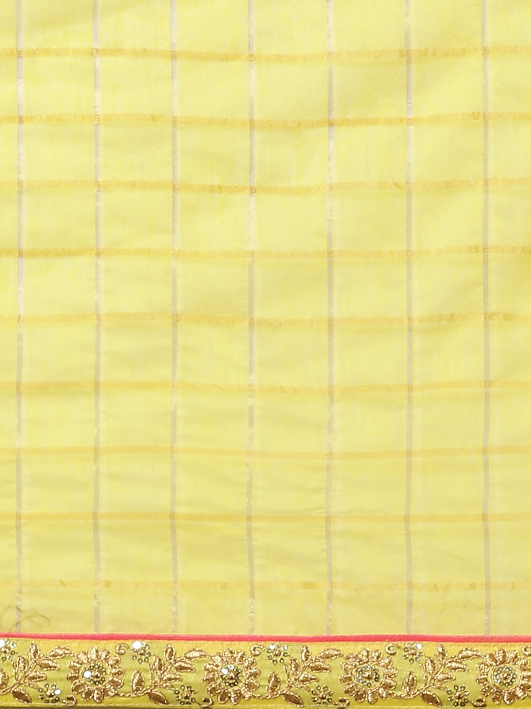 Bright Yellow Gharchola Saree With Gold Aari Border & Pink Kasab  Embroidery Blouse