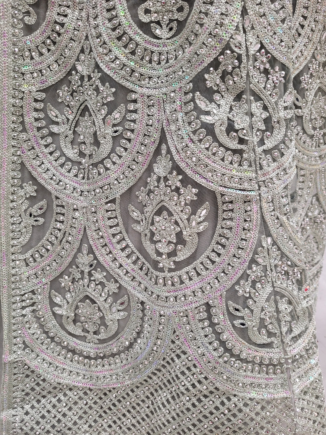 Sequinned Resham Embroidered Long Front-Slit Kurta with Pleated Lehenga & Dupatta