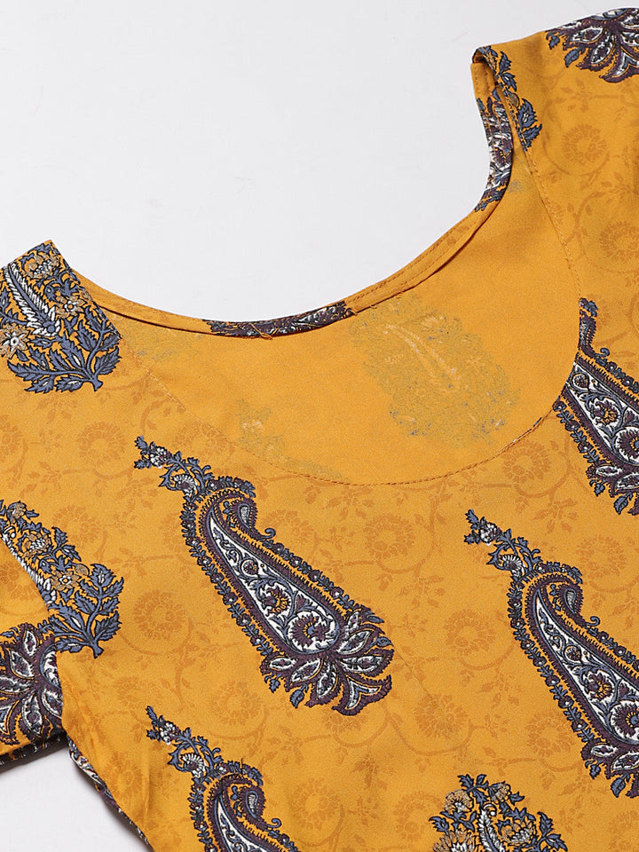 Made to Measure Kurta Pants Set With Floral Block Print and bell sleeves