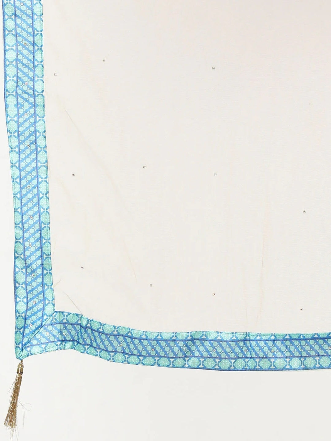 Ikat inspired Colorblocked Digital Print Gown With Net Dupatta