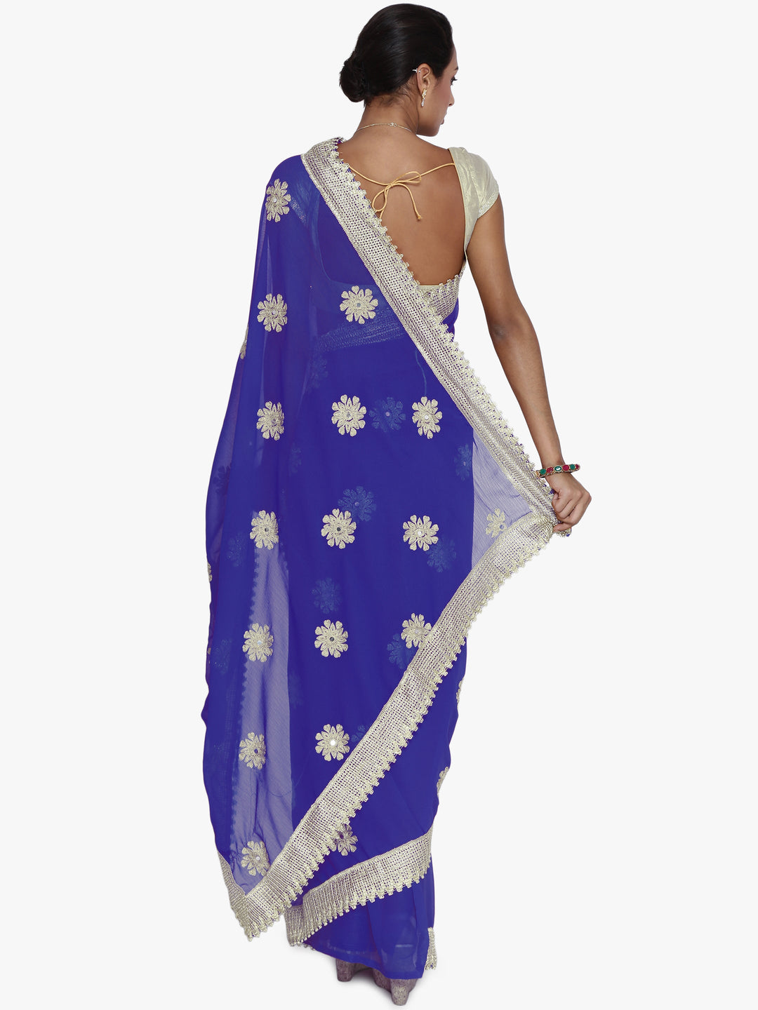 Blue Georgette Embroidered Party Wear Saree