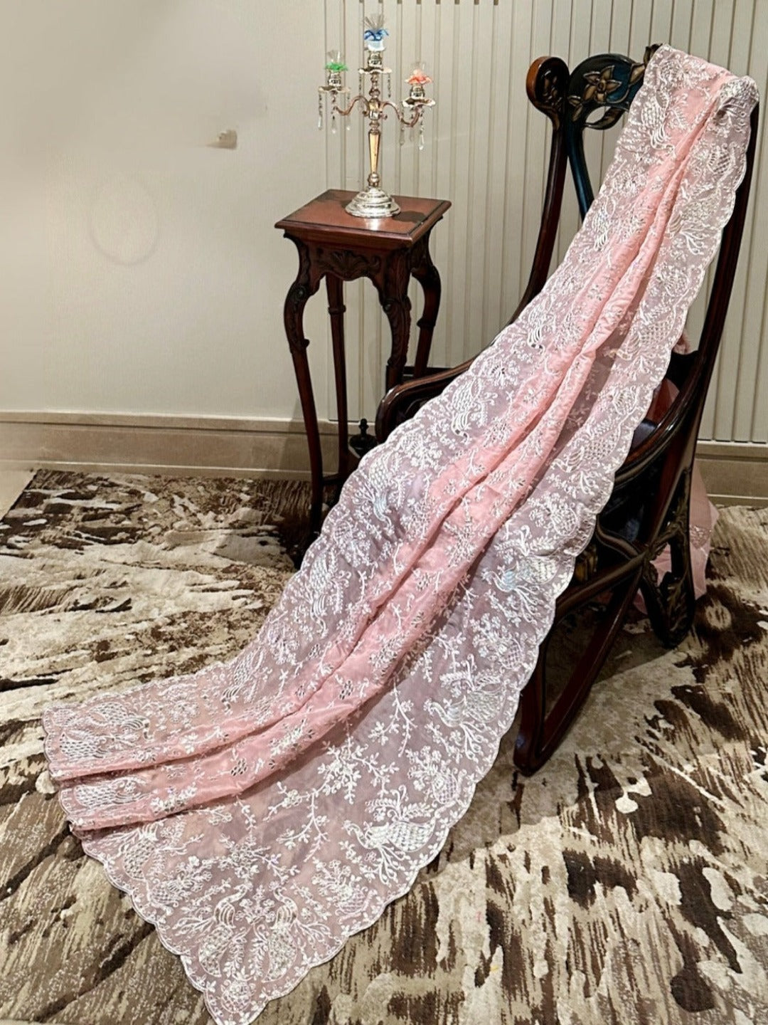 Delicate Pink Organza Saree