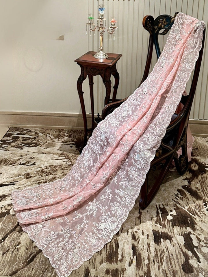 Delicate Pink Organza Saree