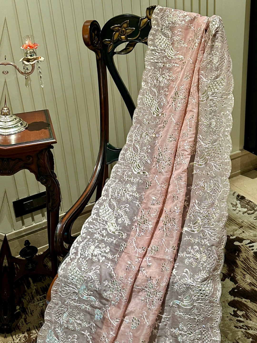 Delicate Pink Organza Saree