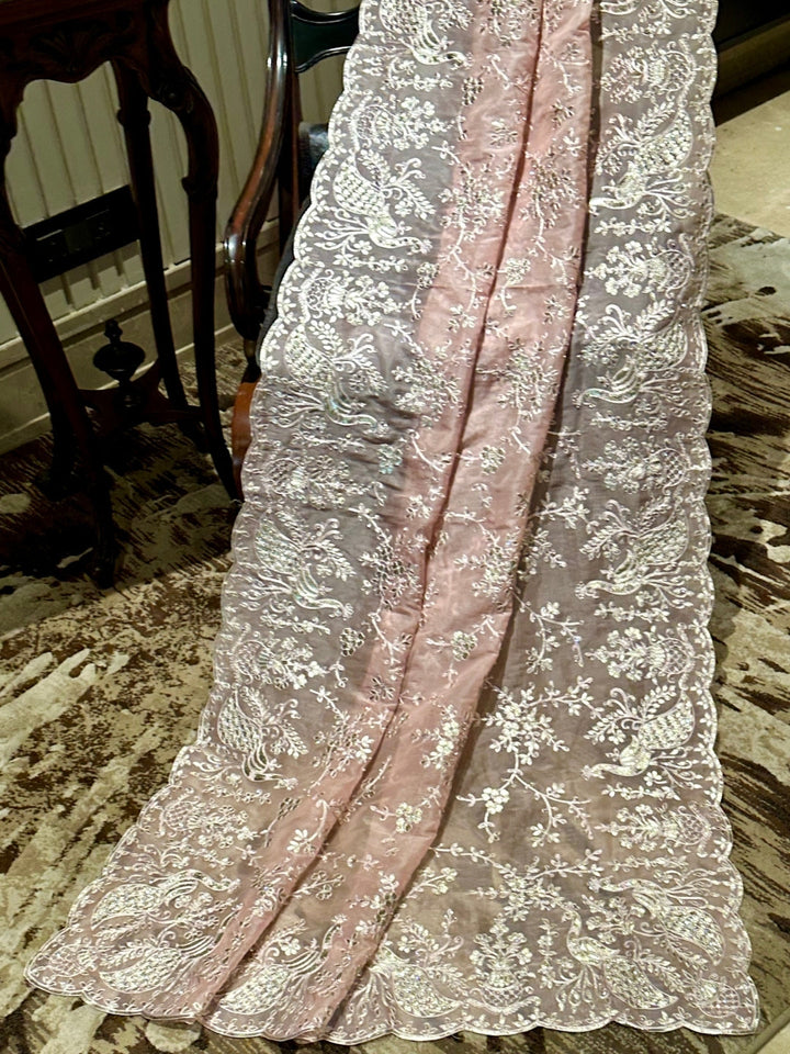Delicate Pink Organza Saree