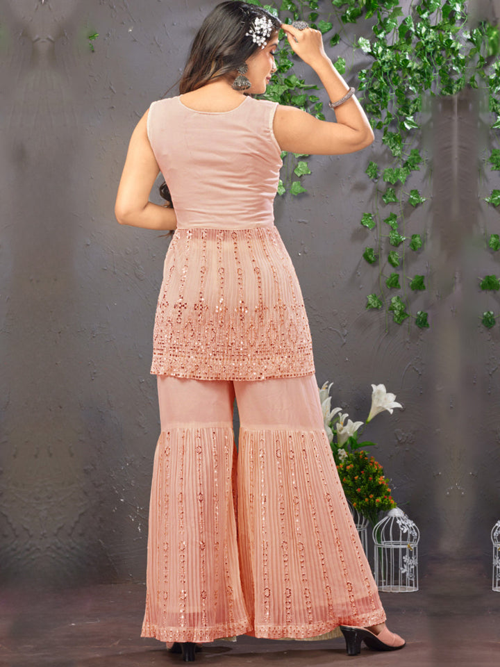 Pastel Peplum Kurta with peating and Chikankari & Sequin Embroidery