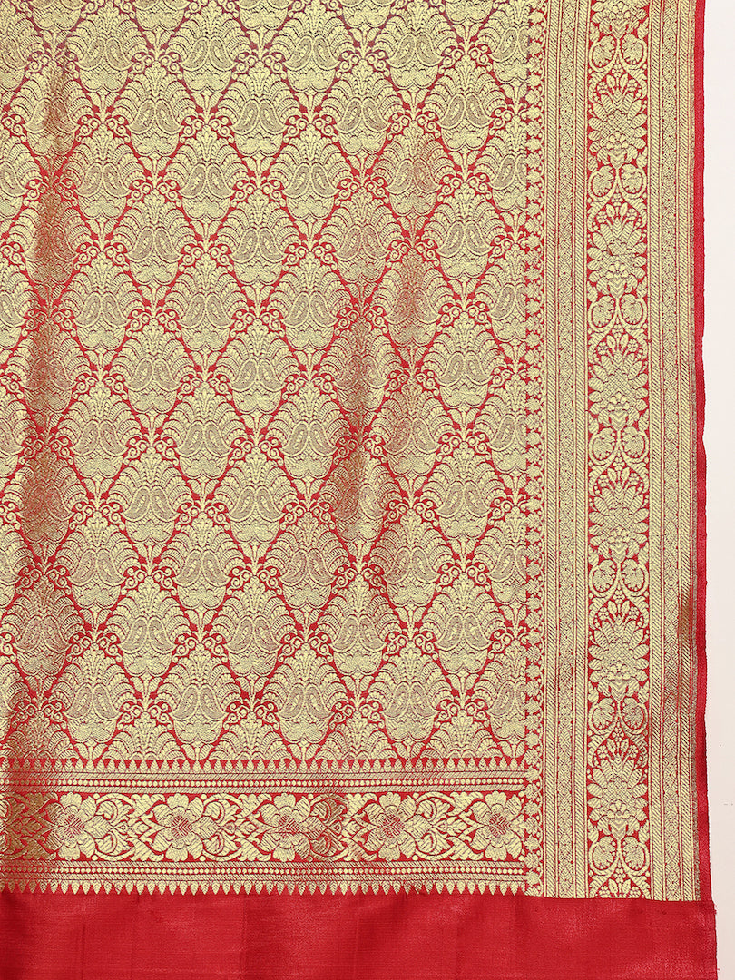 Traditional Handloom Banarasi Silk saree with Zari Woven Flowers