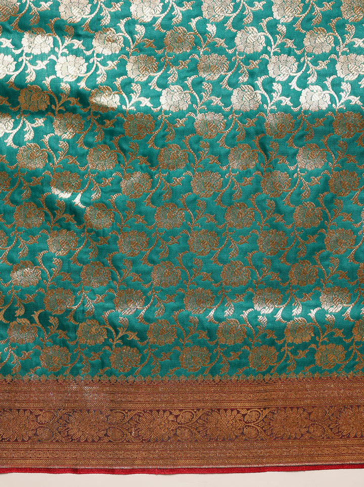 Traditional Handloom Banarasi Silk saree with Zari Woven Flowers
