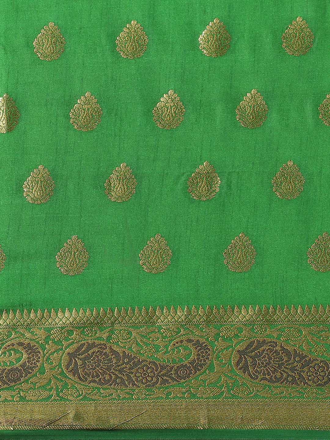 Banarasi Handloom Paisley Saree with Zari Woven Border and Heavy Rich Pallu