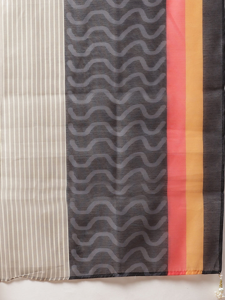 Chanderi Silk Stitched Suit with Digital Handloom & Indie Print with Maheshwari Dupatta