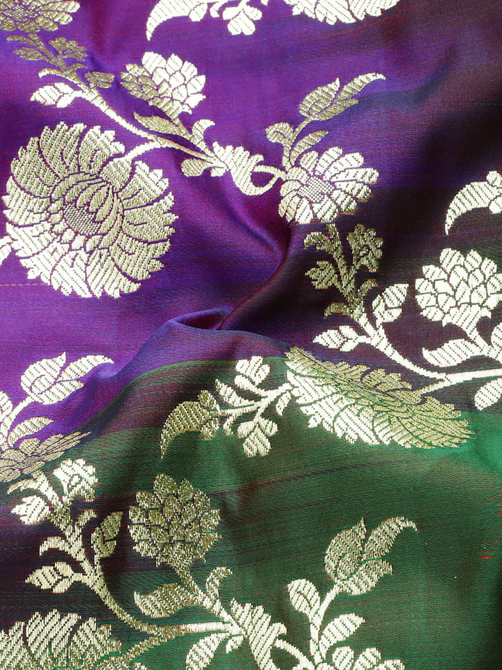 Bright MultiColor Floral Jaal Pattern Zari Kanjeewaram Bridal Saree