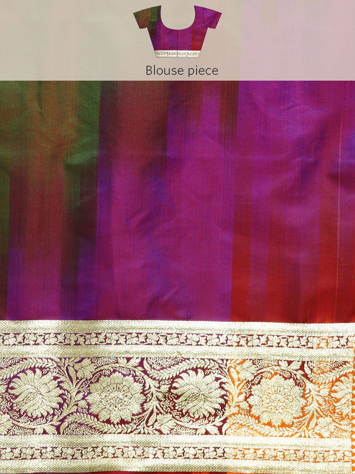 Bright MultiColor Floral Jaal Pattern Zari Kanjeewaram Bridal Saree