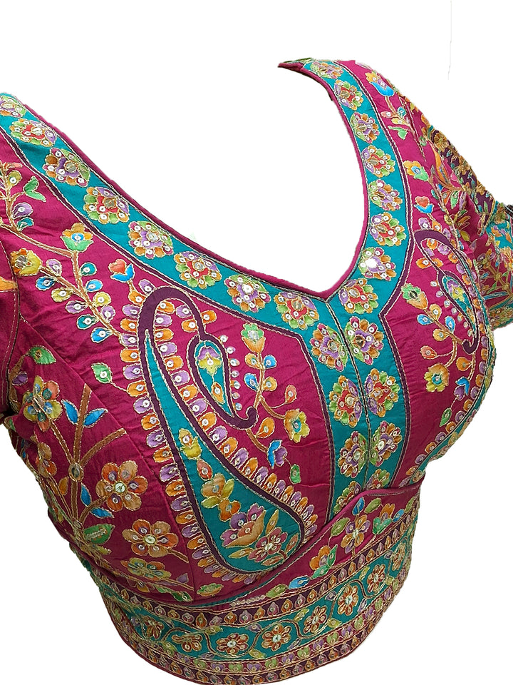 Multicolor Digital Printed Silk Saree with Kashmiri Paisley Design
