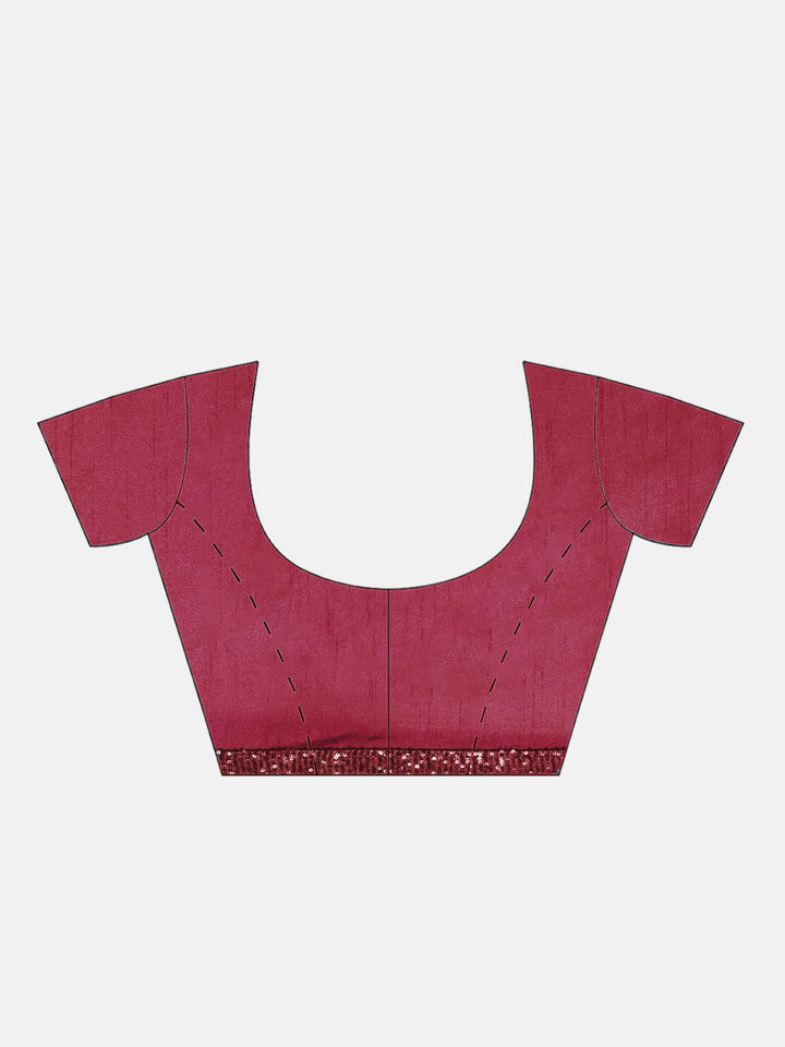 Wine Bling Lycra Ruffled Saree with Festive Layering & Sequence Sheet Embroidery