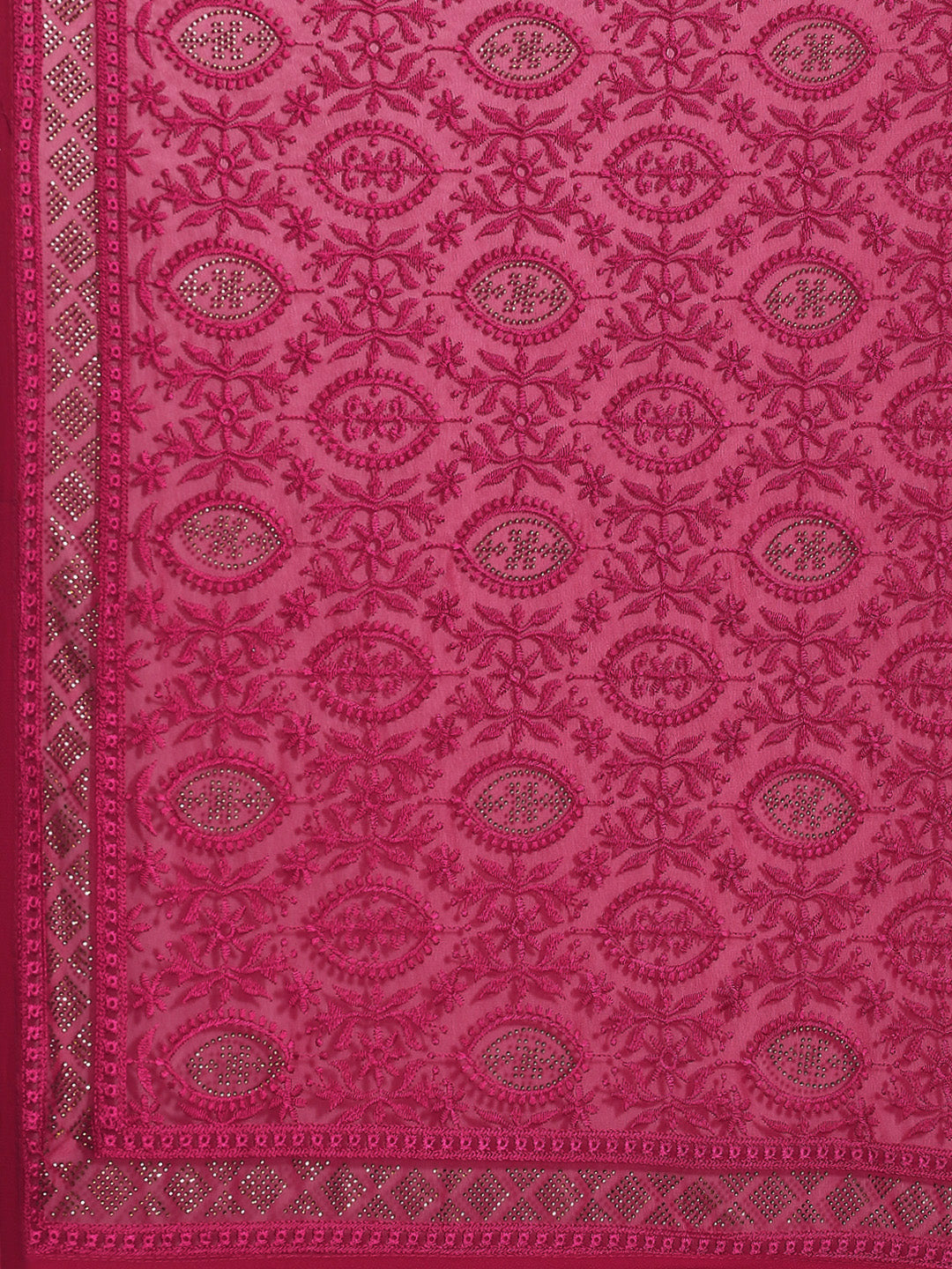 Magenta Floral Resham Embroidery Georgette Cockiail Saree