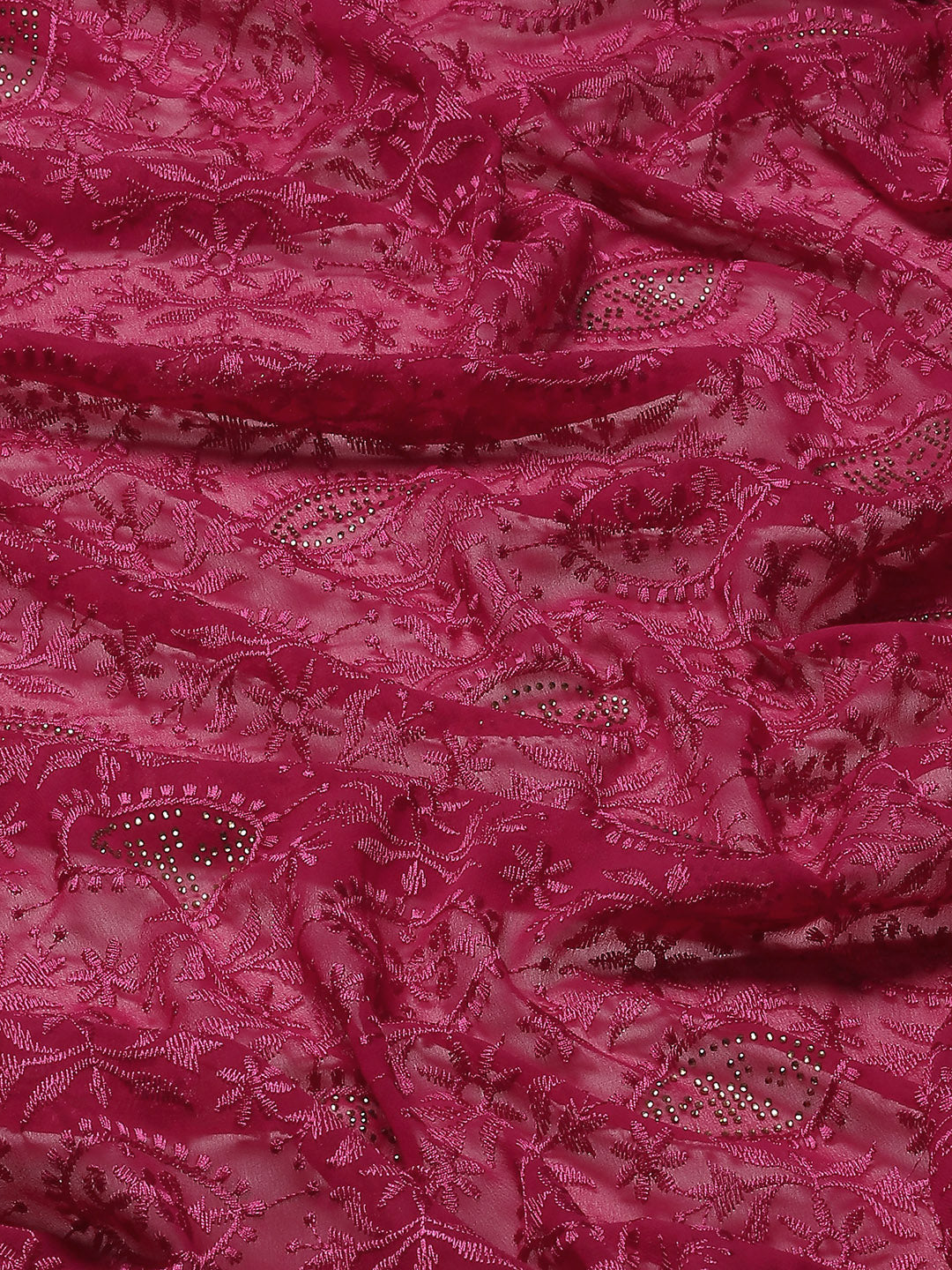 Magenta Floral Resham Embroidery Georgette Cockiail Saree