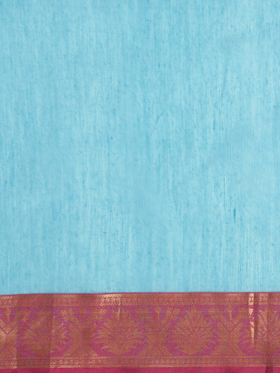 Turquoise Chanderi Silk Saree with Contrast Zari Woven Border