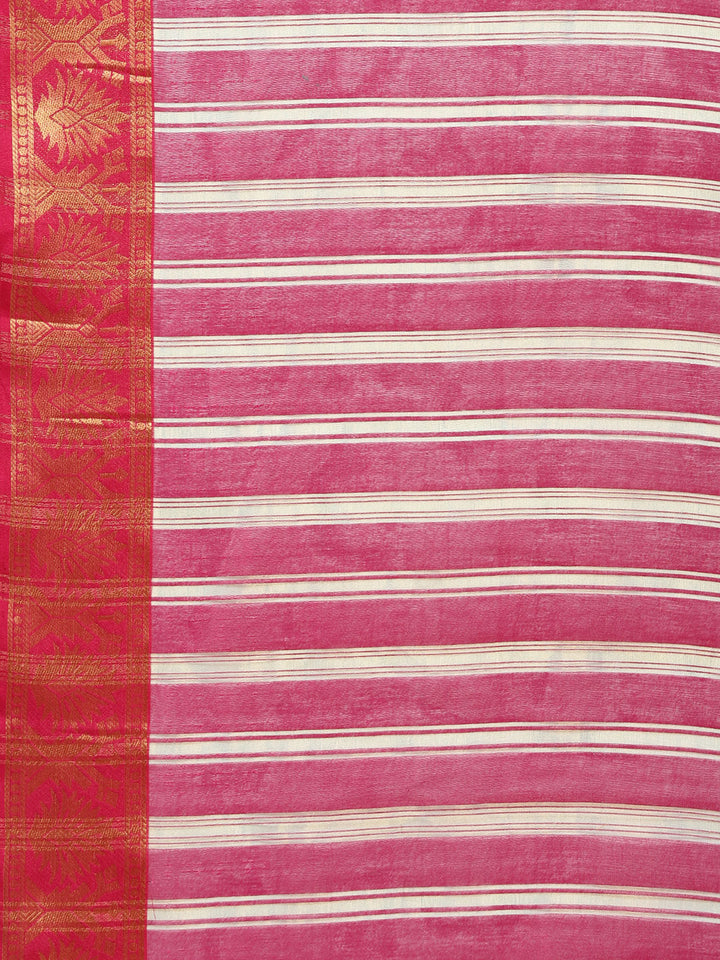 Turquoise Chanderi Silk Saree with Contrast Zari Woven Border