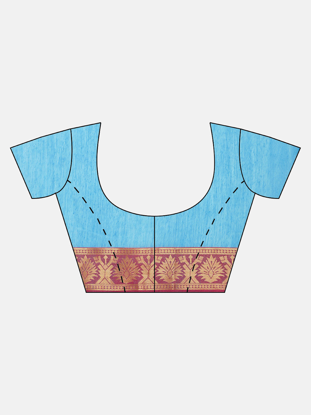 Turquoise Chanderi Silk Saree with Contrast Zari Woven Border
