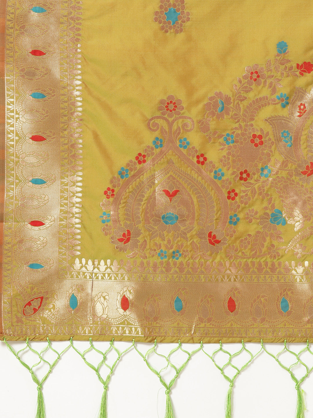 Banarasi Handloom Silk Meenakari Saree with Jhalar