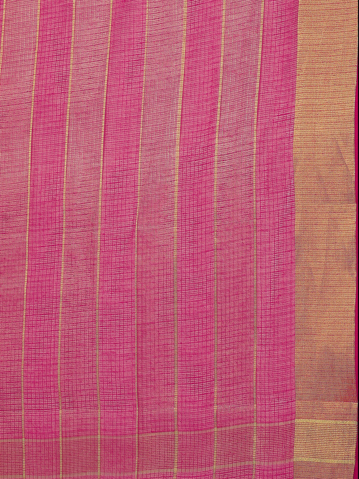 Chanderi Silk Kota saree with intricate Zari weaving in a striped pattern