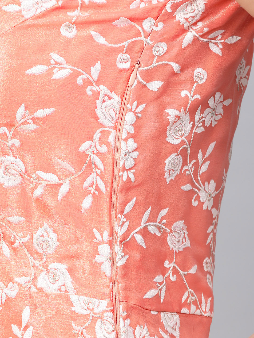 Pearl embellished Cocktail Gown with Floral Foil Print