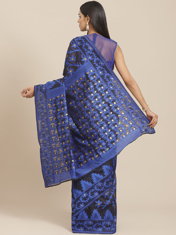 Handloom Chanderi Saree with Abstract woven pattern and Gold Zari weaving