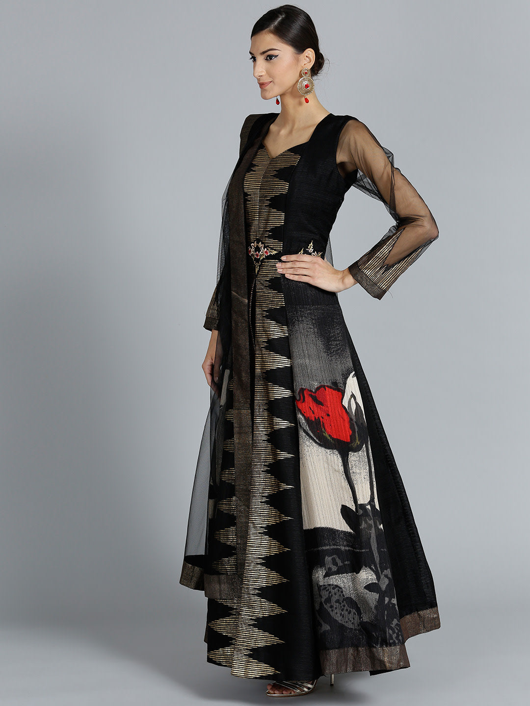 Digital Print Anarkali Suit with Front Slit