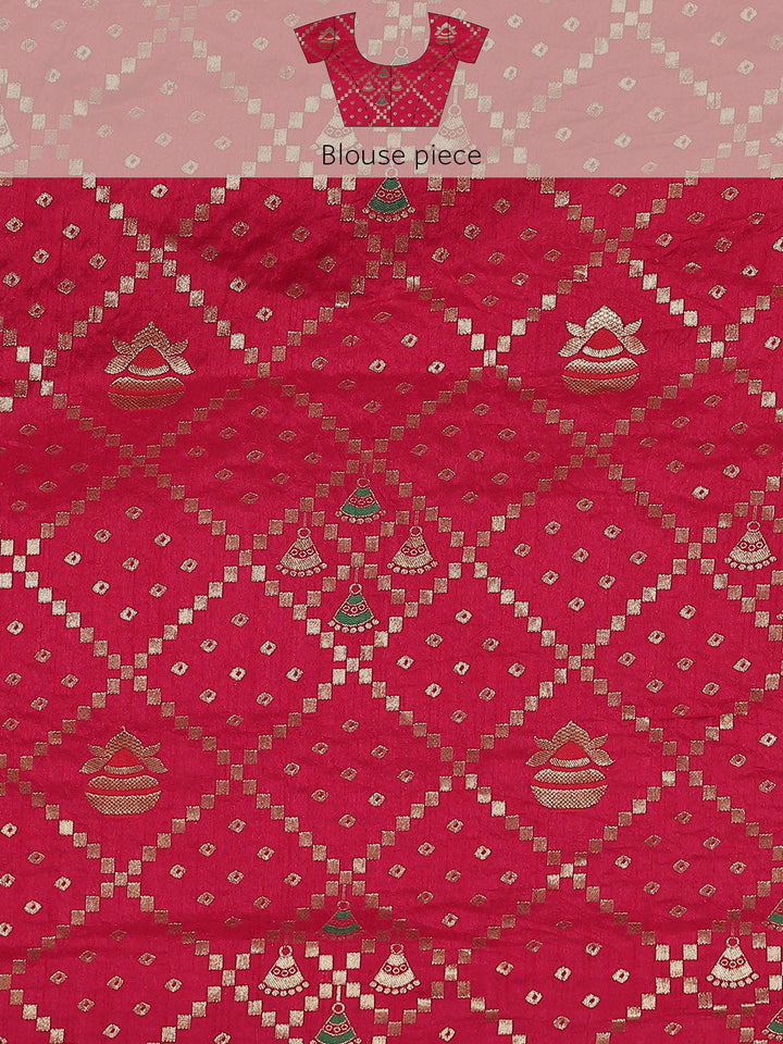 Magenta Gharchola Chanderi Silk Saree Embellished with Crystals