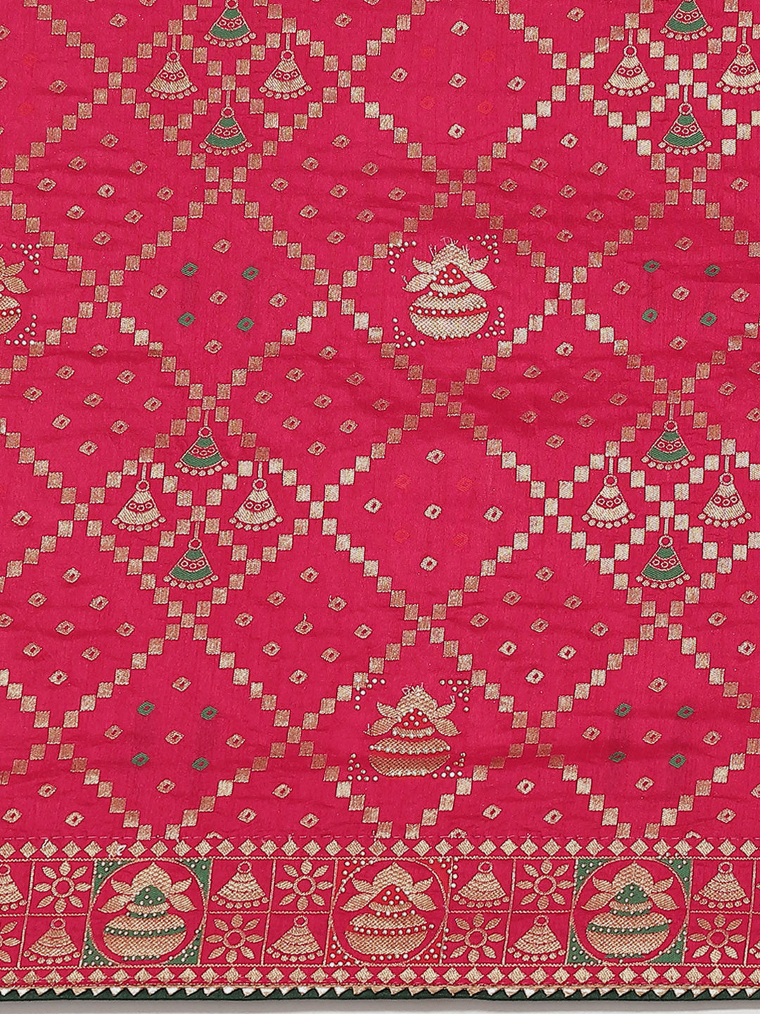 Magenta Gharchola Chanderi Silk Saree Embellished with Crystals