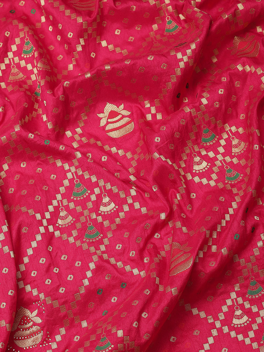 Magenta Gharchola Chanderi Silk Saree Embellished with Crystals
