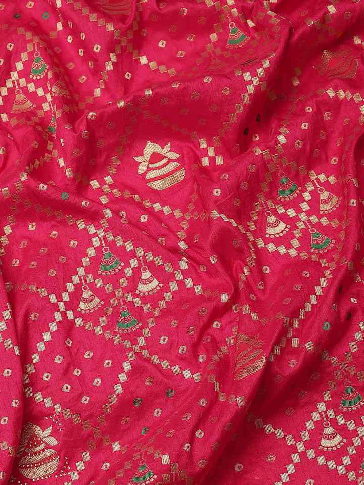 Magenta Gharchola Chanderi Silk Saree Embellished with Crystals