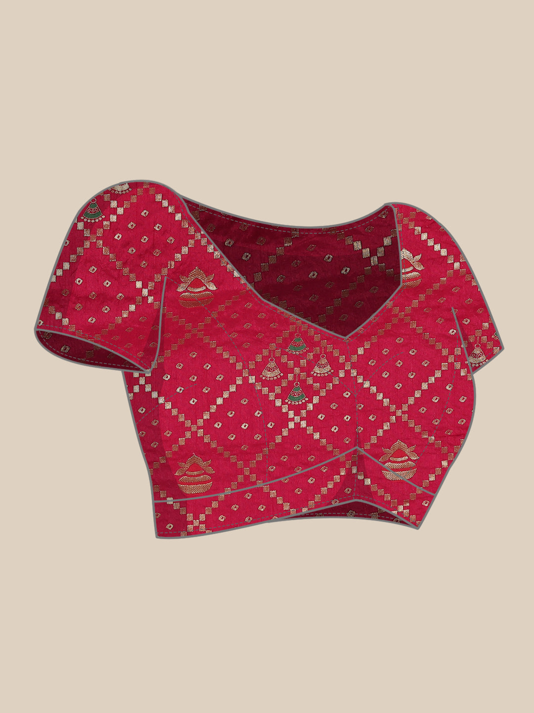 Magenta Gharchola Chanderi Silk Saree Embellished with Crystals