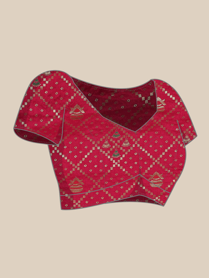 Magenta Gharchola Chanderi Silk Saree Embellished with Crystals