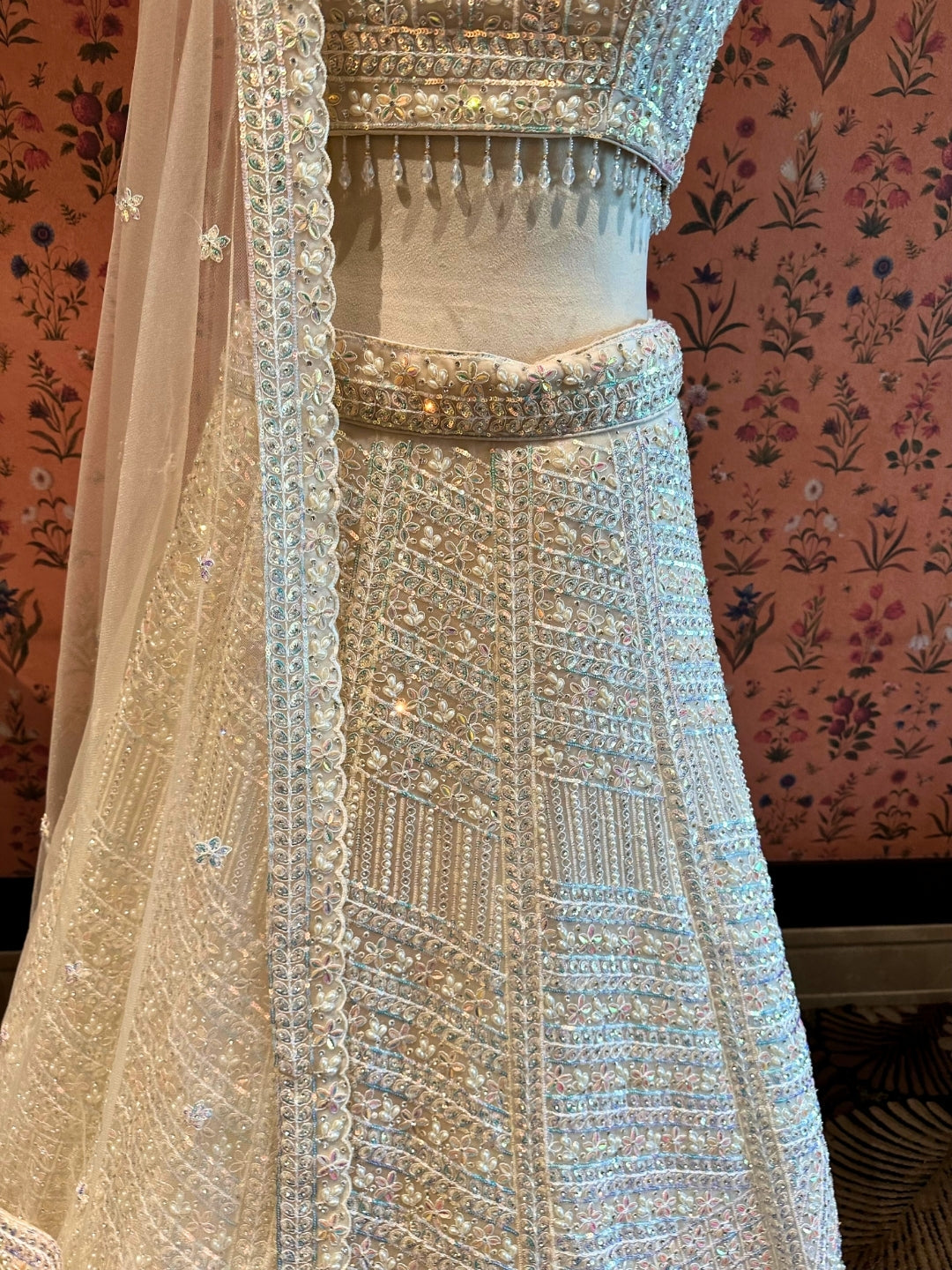 Ivory Radiance Crystal Embellished Lehenga