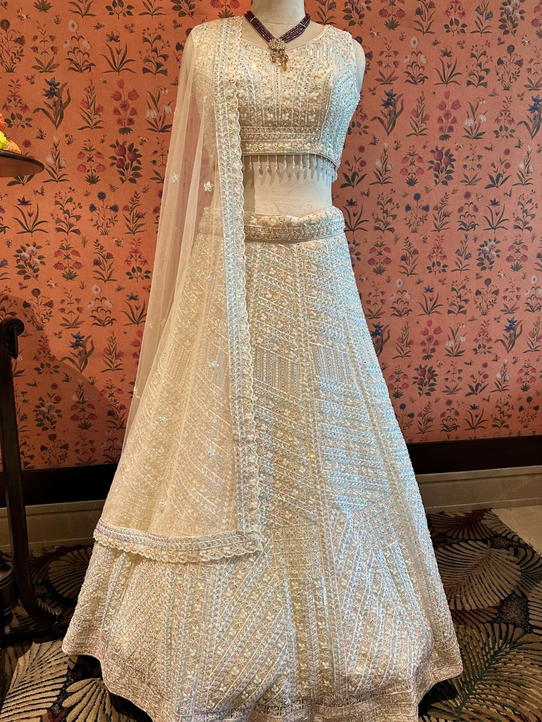Ivory Radiance Crystal Embellished Lehenga
