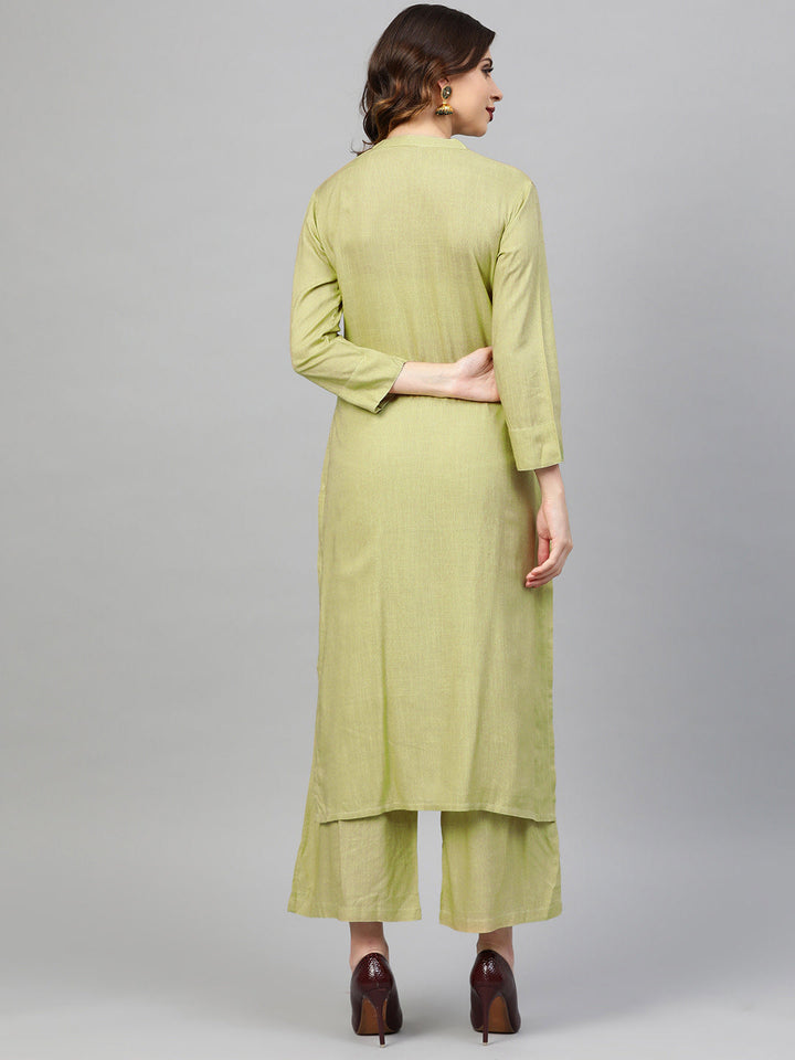 Sequinned Resham Embroidered Kurta Pallazo Set
