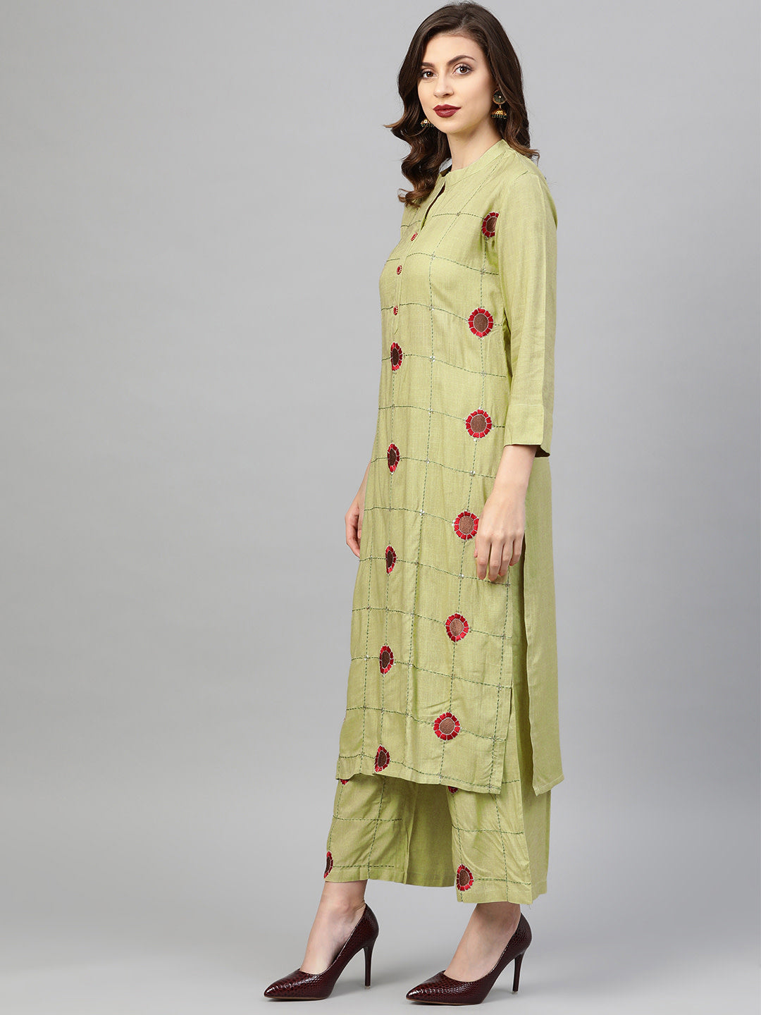 Sequinned Resham Embroidered Kurta Pallazo Set
