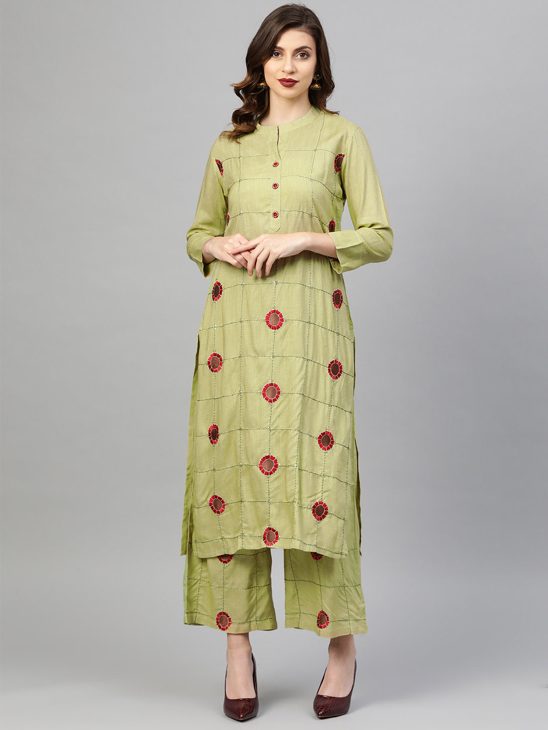 Sequinned Resham Embroidered Kurta Pallazo Set