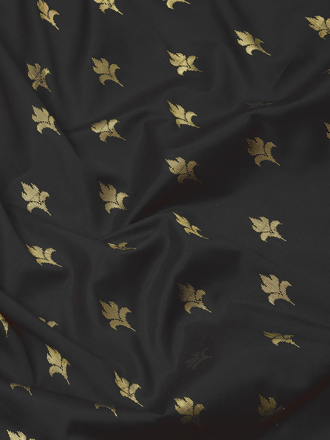 Golden Zari Woven Mysore Silk Handloom Saree with Floral motifs