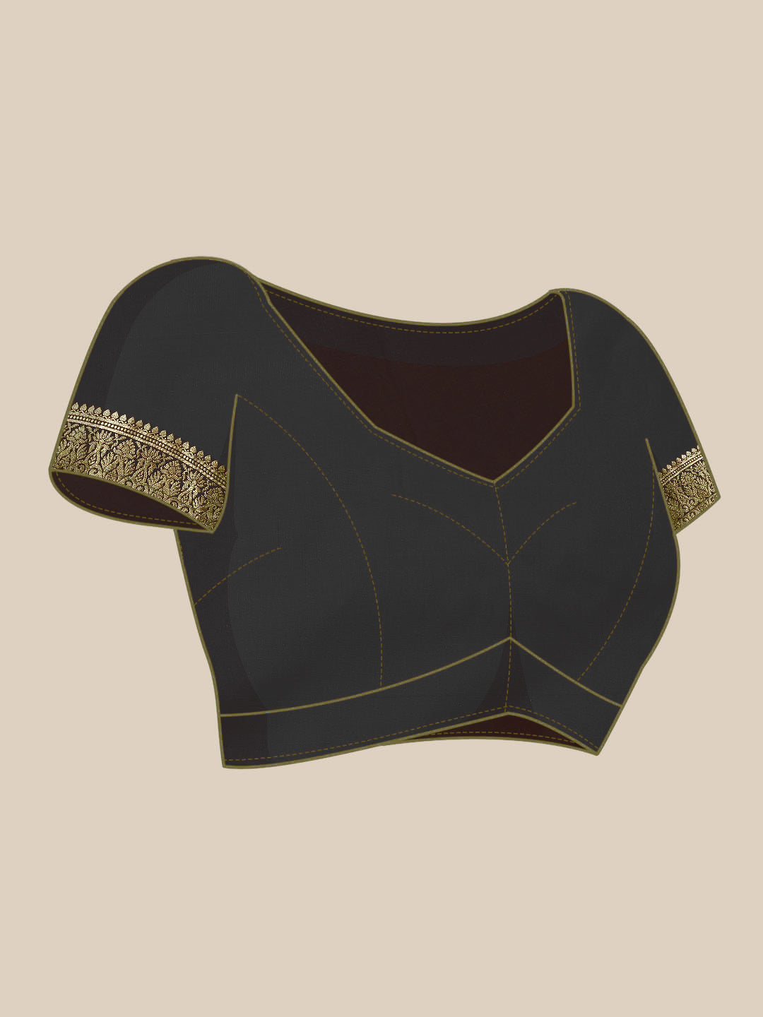 Golden Zari Woven Mysore Silk Handloom Saree with Floral motifs