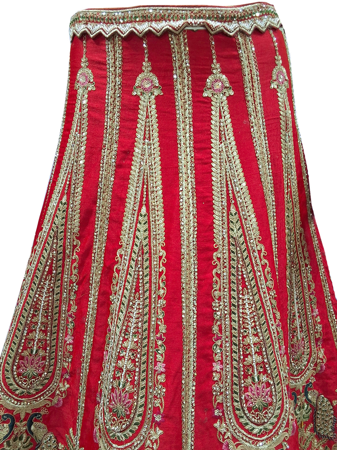 Red Zari Embroidered Bridal Lehenga Choli with Elephant Motif