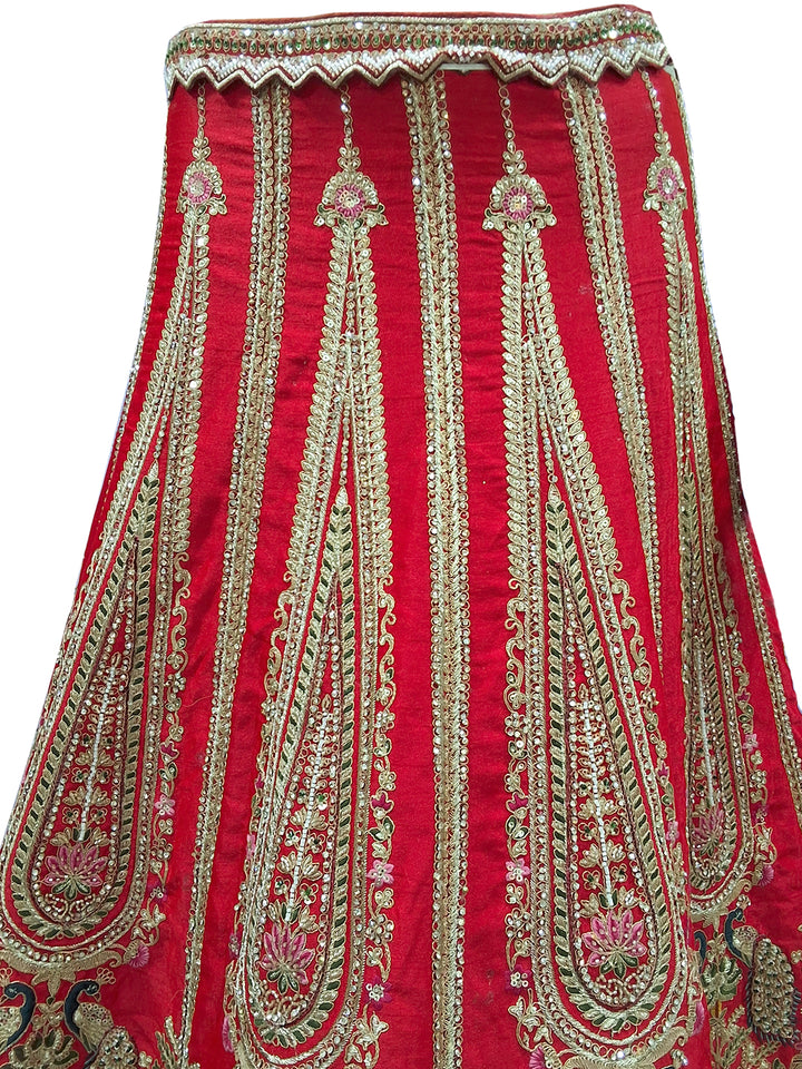Red Zari Embroidered Bridal Lehenga Choli with Elephant Motif