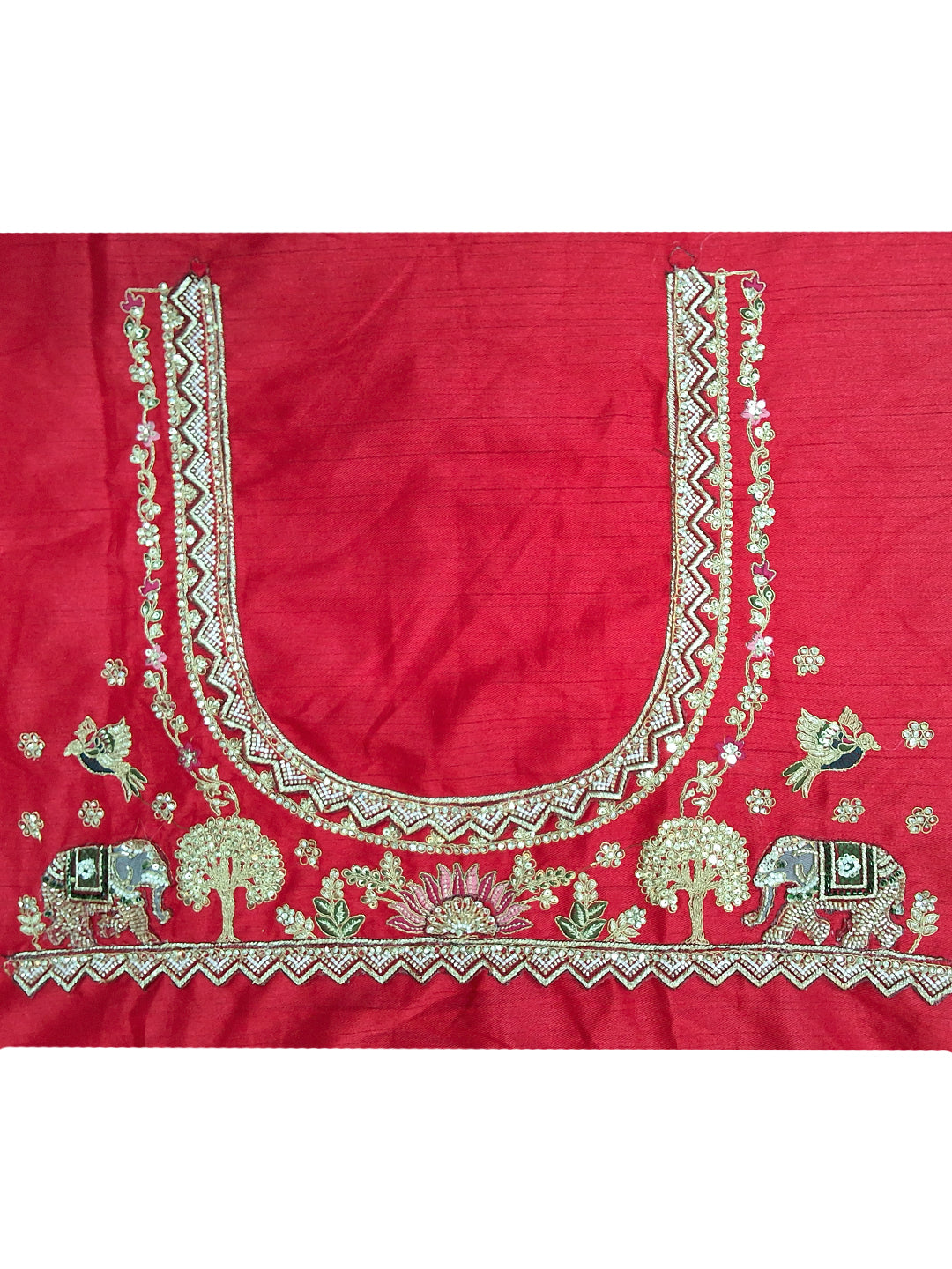 Red Zari Embroidered Bridal Lehenga Choli with Elephant Motif