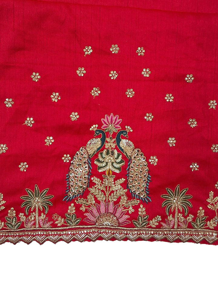 Red Zari Embroidered Bridal Lehenga Choli with Elephant Motif