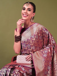 Chhabra 555 Traditional Banarasi Brocade Saree with Intricate Two-tone Gold Silver Zari Weaving 