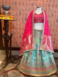 Enchanting Fuchsia Teal Tapestry Lehenga
