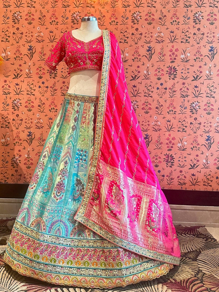 Enchanting Fuchsia Teal Tapestry Lehenga