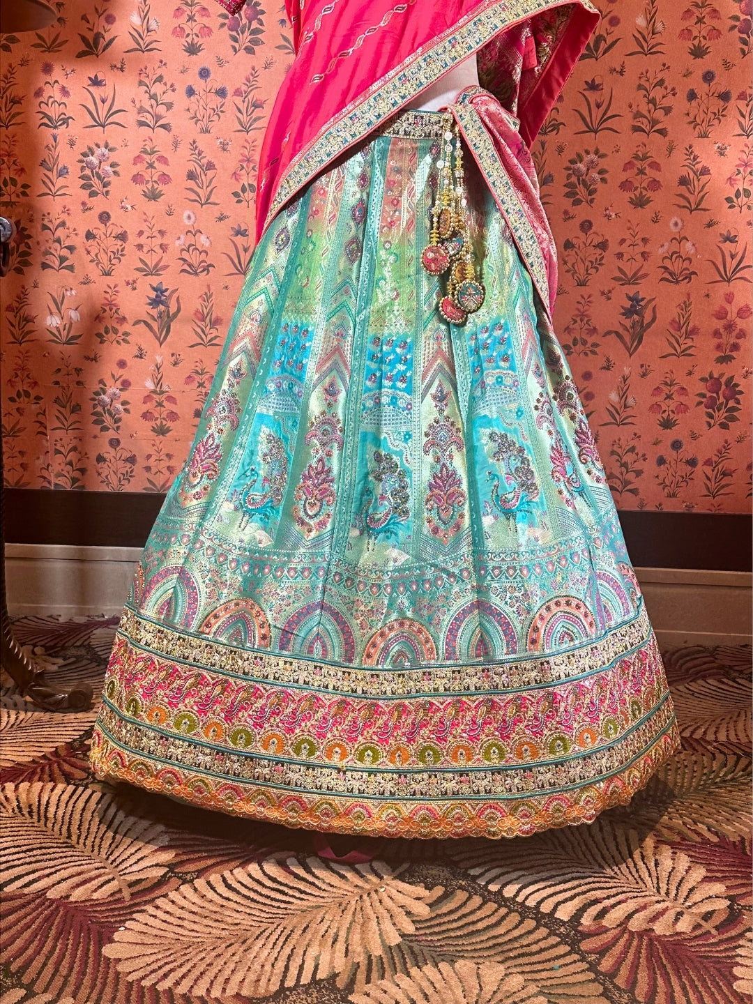 Enchanting Fuchsia Teal Tapestry Lehenga